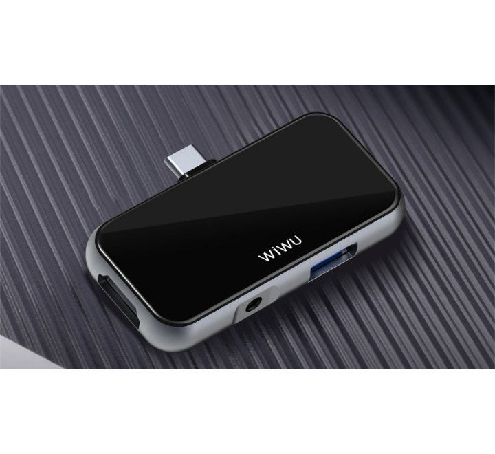 WIWU Alpha T5 Pro Hub 4 en 1 USB-C 7 cm, noir